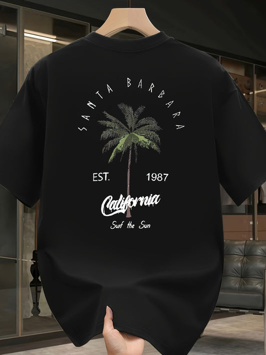 Men's 100% Cotton Vintage California T-Shirt – "Sound of the Sun" Palm Tree Graphic