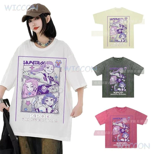 Anime K-Pop Demon Rumi Hunters Oversize Washed T-shirt