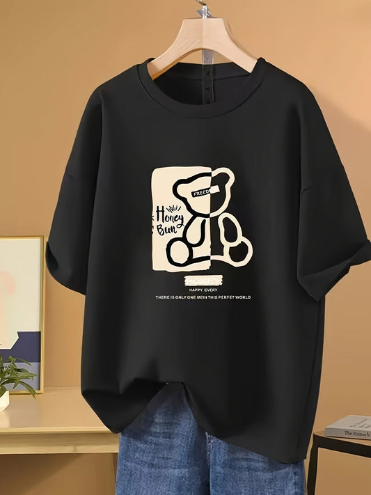 Women's & Teens' Cute Bear Graphic T-Shirt – Playful Honey Bear Print