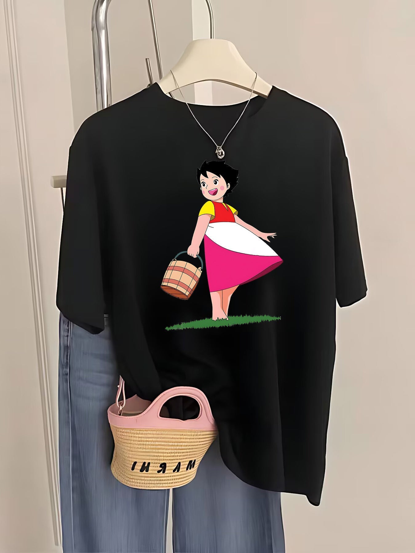 Women's 100% Cotton Summer T-Shirt – Playful Pastoral Print