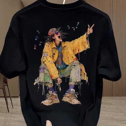 Men's Splatter Print T-Shirt – 100% Cotton, Artistic Streetwear Summer Tee