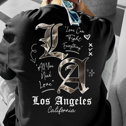 Men's LA Streetwear T-Shirt – Bold Back Print, Loose Fit Urban Casual Tee