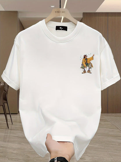 Men's Splatter Print T-Shirt – 100% Cotton, Artistic Streetwear Summer Tee