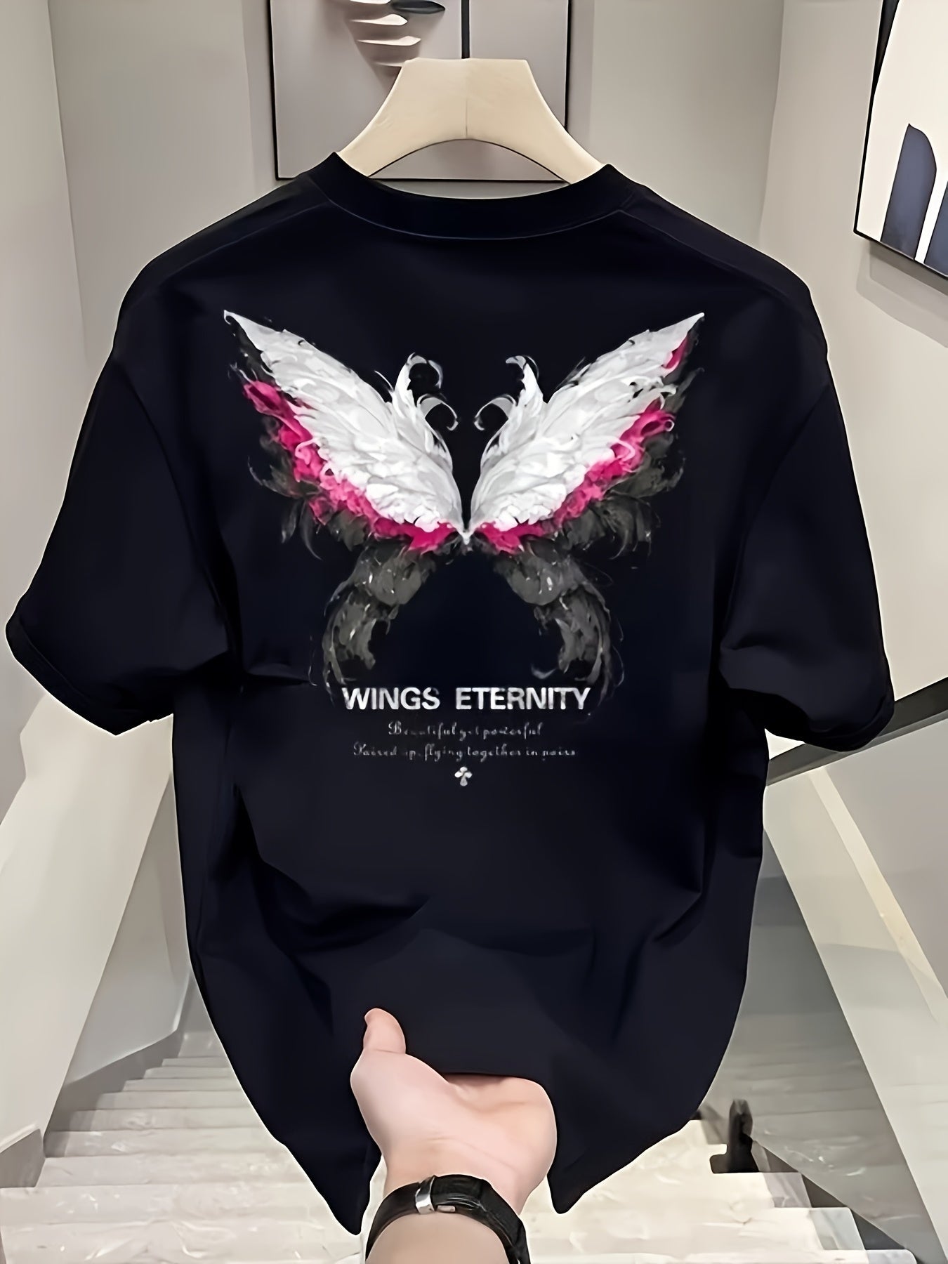Heavyweight 100% Cotton Men's Oversized Butterfly Graphic Tee – Asymmetrical Hem