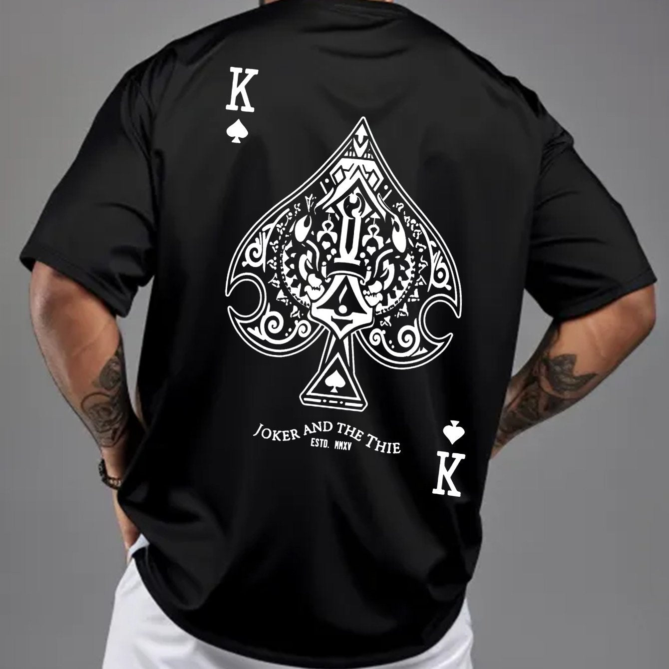Men's Graphic Tee – 'K' & Ace of Spades Design, Lightweight All-Season Comfort