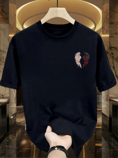 Unisex Summer Sports Tee – Loose Fit with Dual-Color Rose Wing Design | Flattering & Breathable