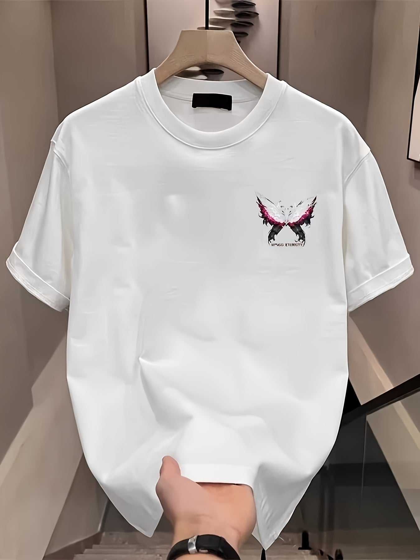 Heavyweight 100% Cotton Men's Oversized Butterfly Graphic Tee – Asymmetrical Hem