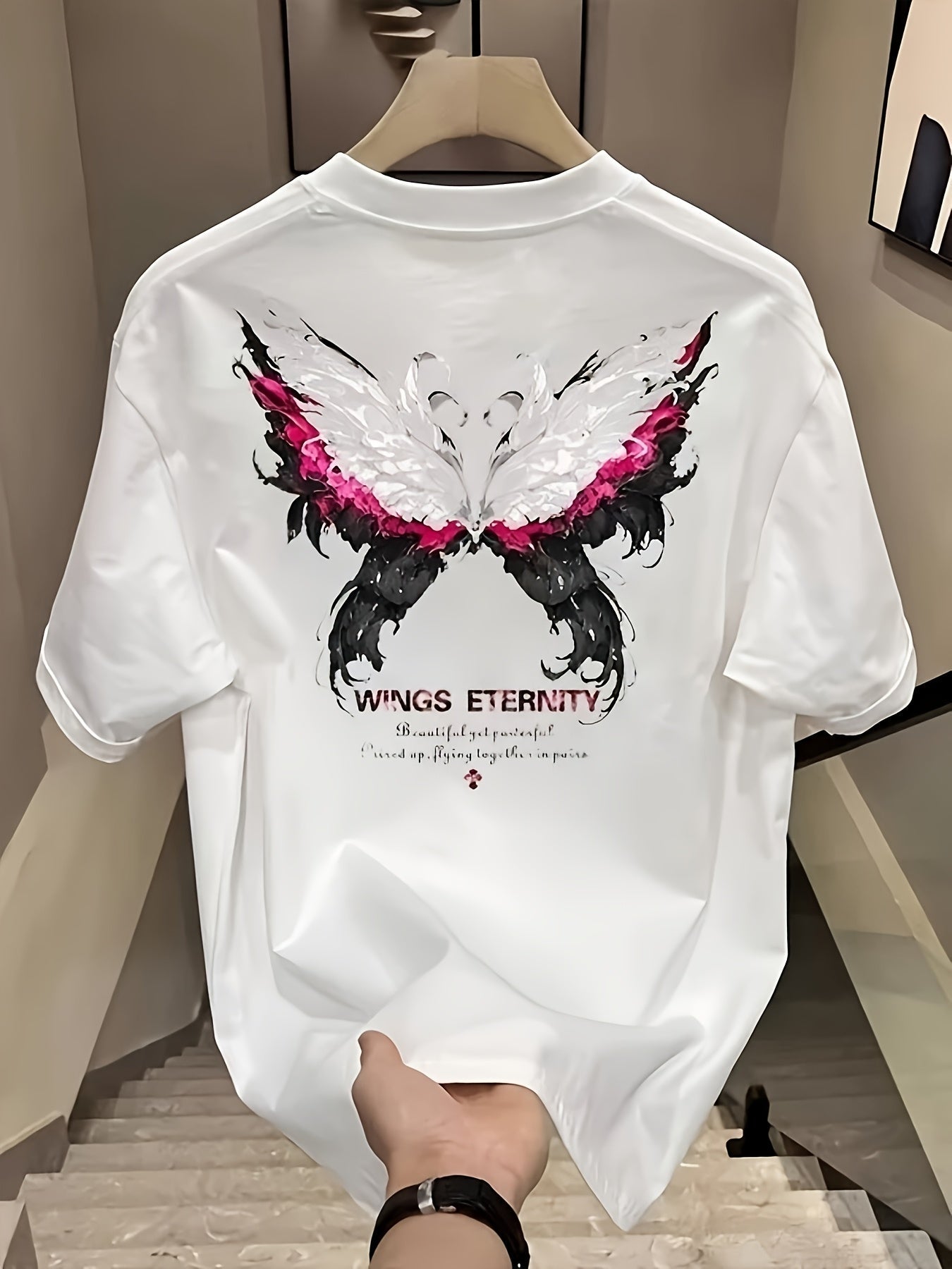 Heavyweight 100% Cotton Men's Oversized Butterfly Graphic Tee – Asymmetrical Hem