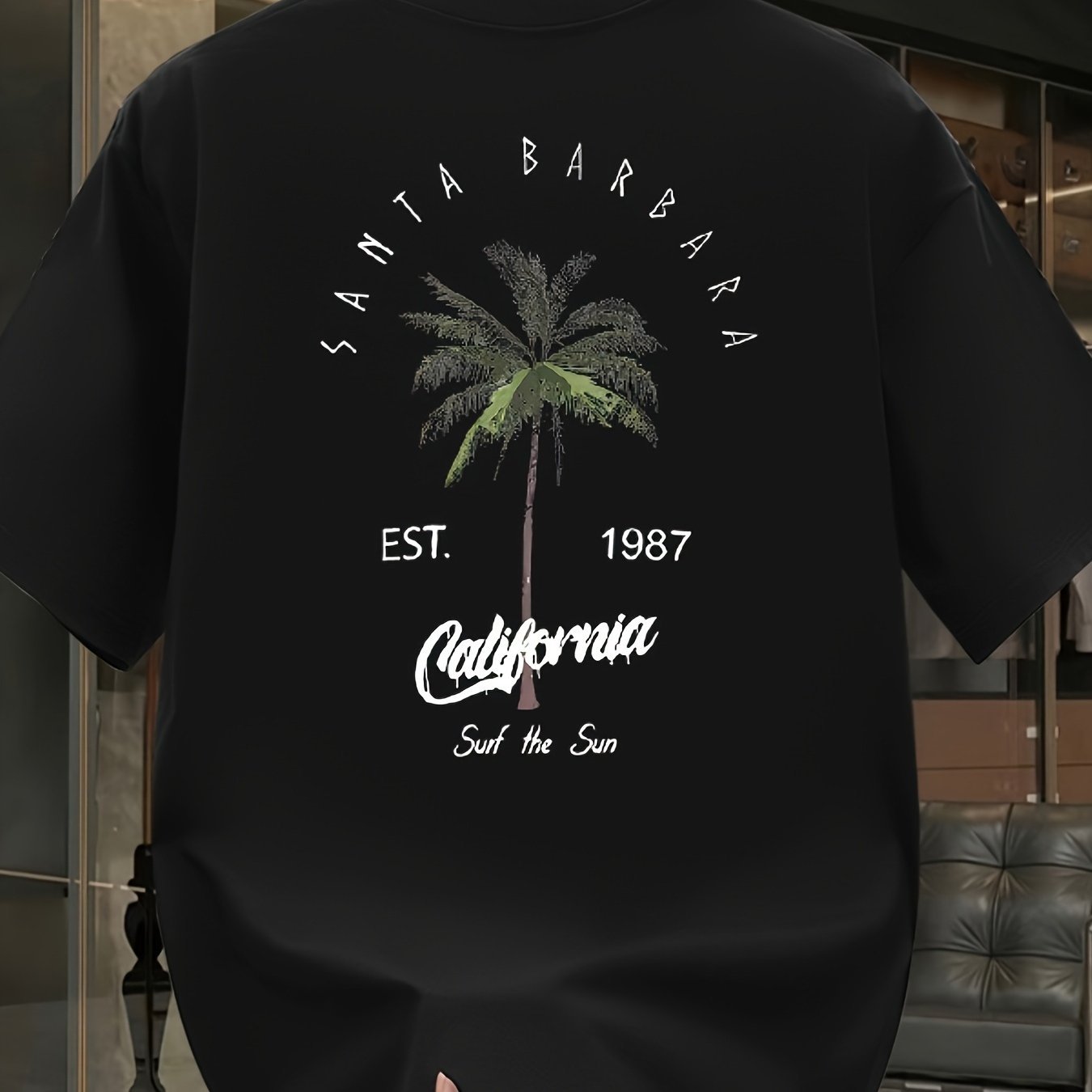 Men's 100% Cotton Vintage California T-Shirt – "Sound of the Sun" Palm Tree Graphic