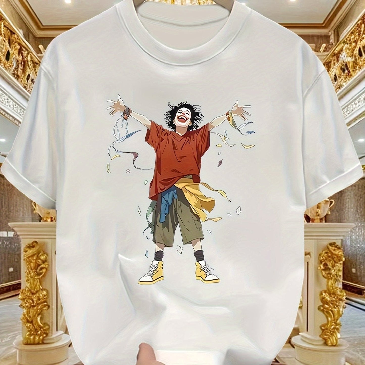 Men’s Heavy Cotton T-Shirt – Cartoon Pattern Street Style