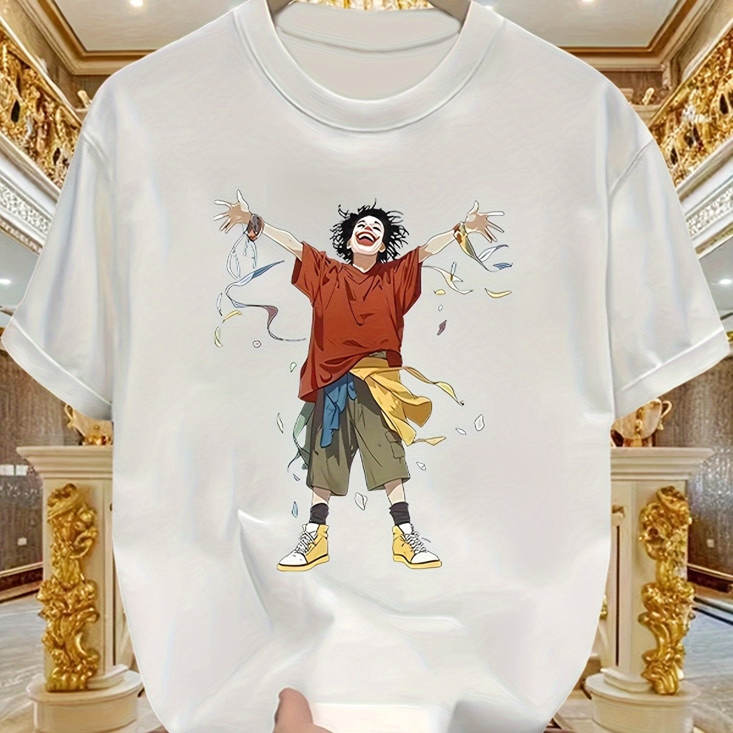 Men’s Heavy Cotton T-Shirt – Cartoon Pattern Street Style
