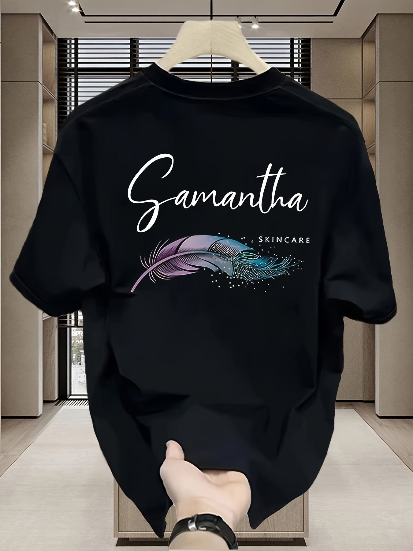 Men’s Heavyweight 100% Cotton T-Shirt – Feather Graphic | Regular Fit | Soft, Comfortable Summer Tee