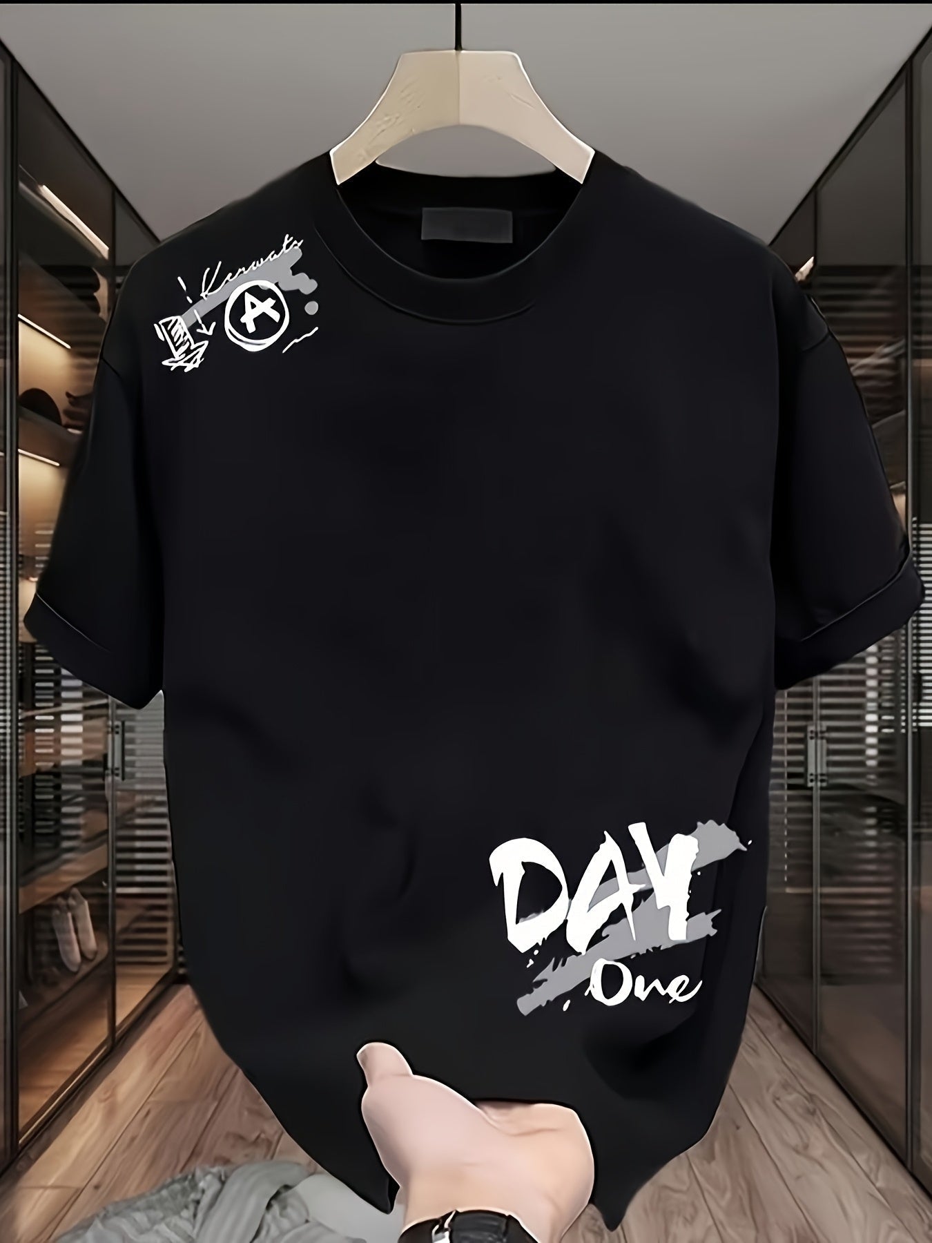 Men's Oversized 'DAY ONE' T-Shirt – Heavyweight Cotton, Streetwear Loose Fit
