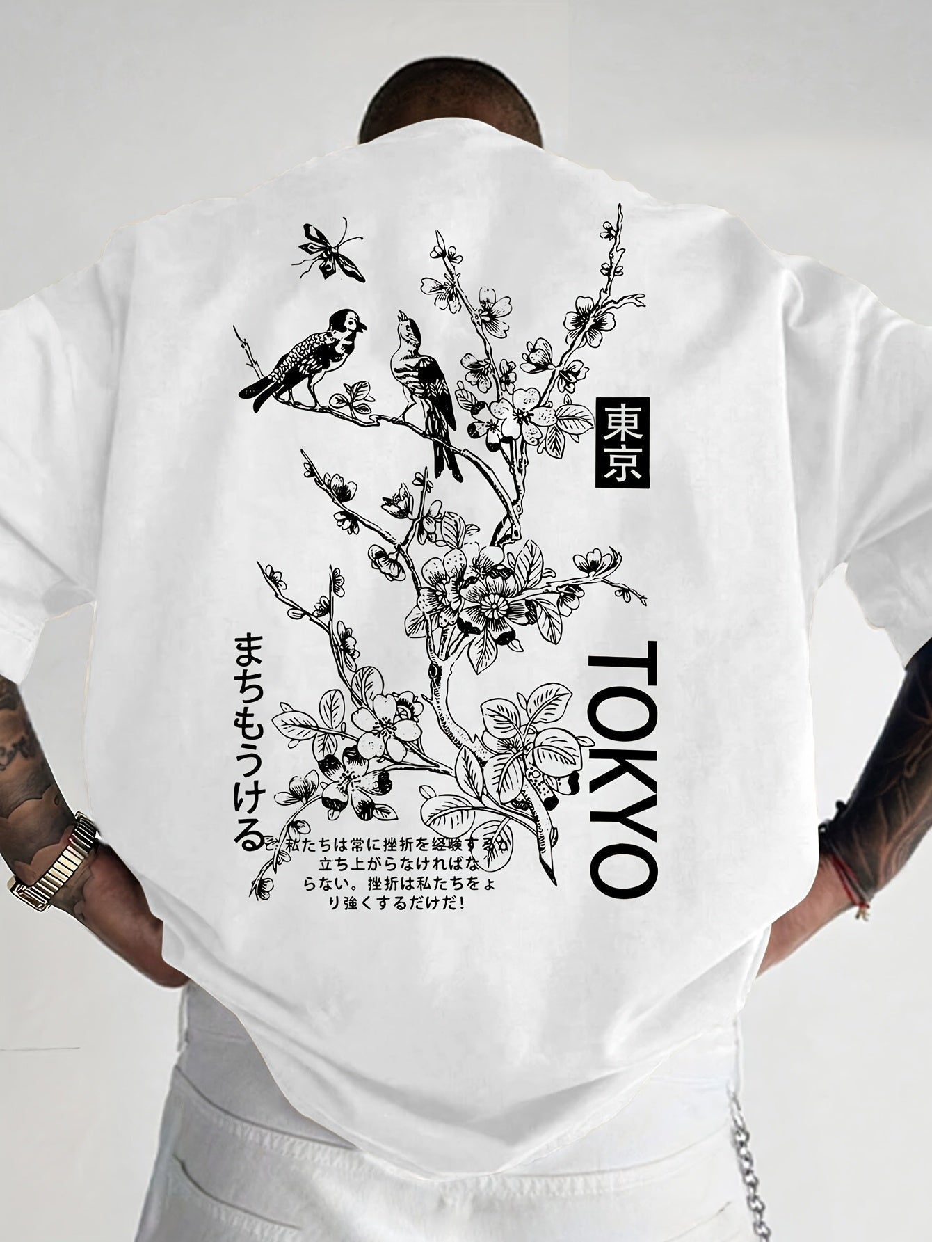 Men’s Casual Floral & Bird Print T-Shirt – 100% Cotton