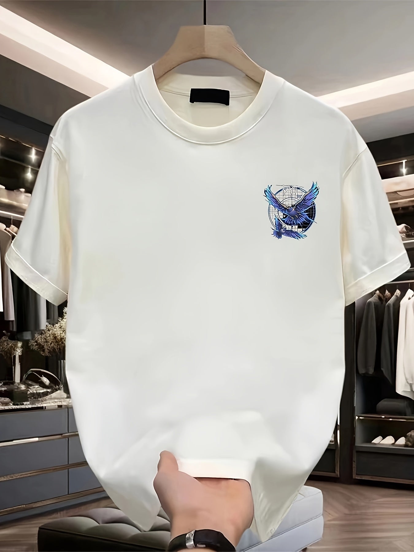 Men’s Black Cotton T-Shirt – Blue & Purple “TAT” Eagle Graphic