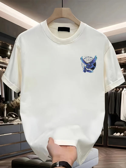 Men’s Black Cotton T-Shirt – Blue & Purple “TAT” Eagle Graphic