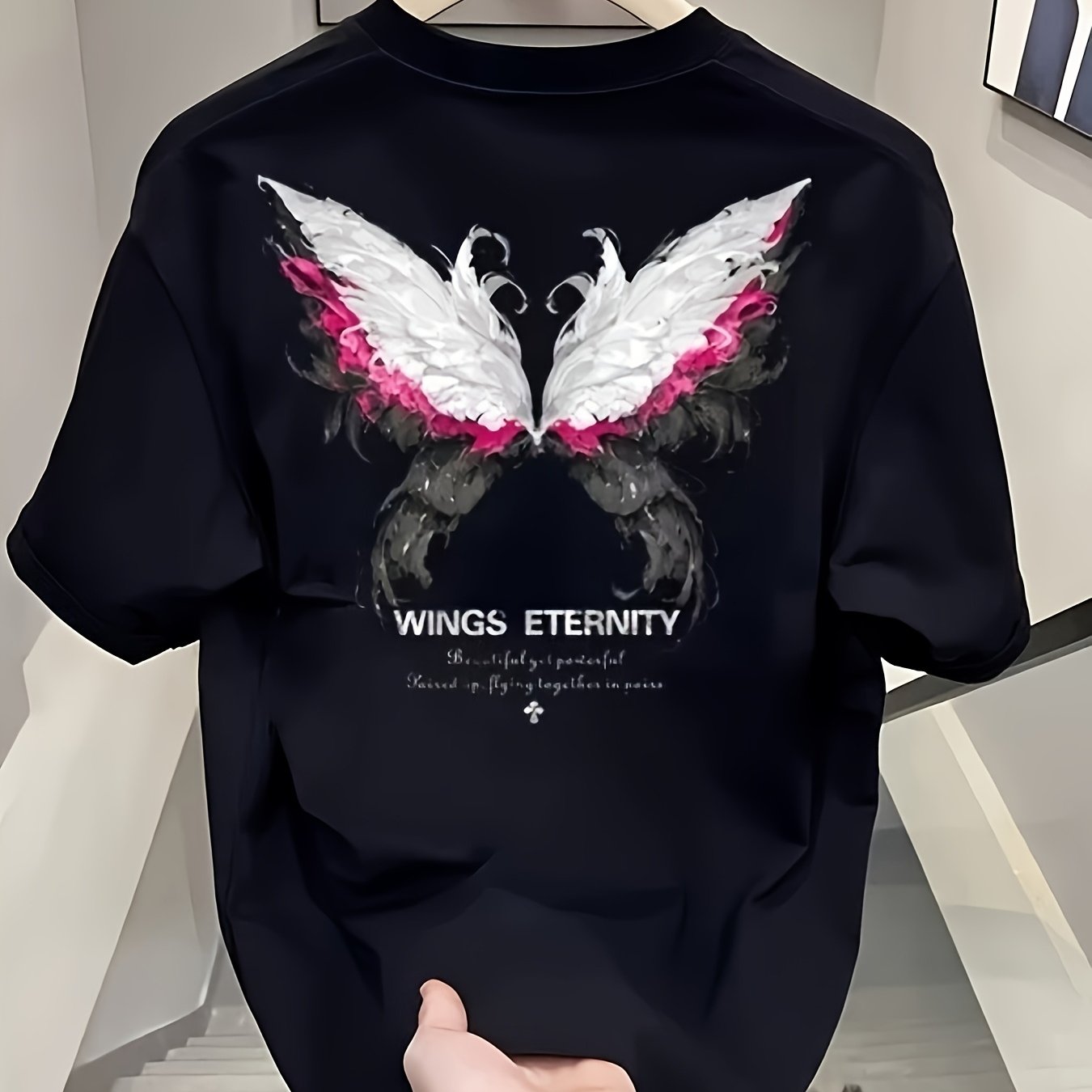 Heavyweight 100% Cotton Men's Oversized Butterfly Graphic Tee – Asymmetrical Hem
