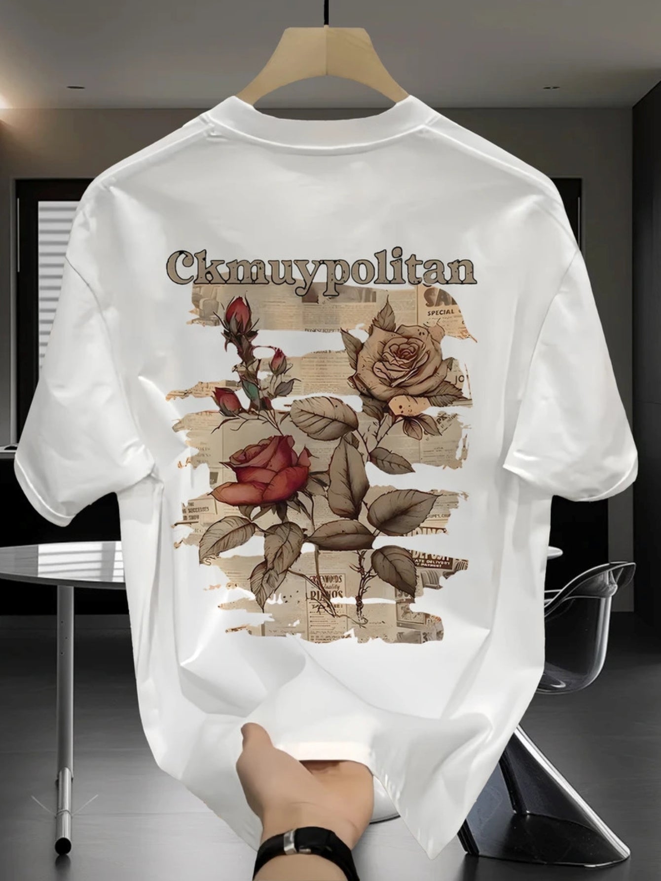 Men's Vintage Rose Graphic T-Shirt – 100% Cotton