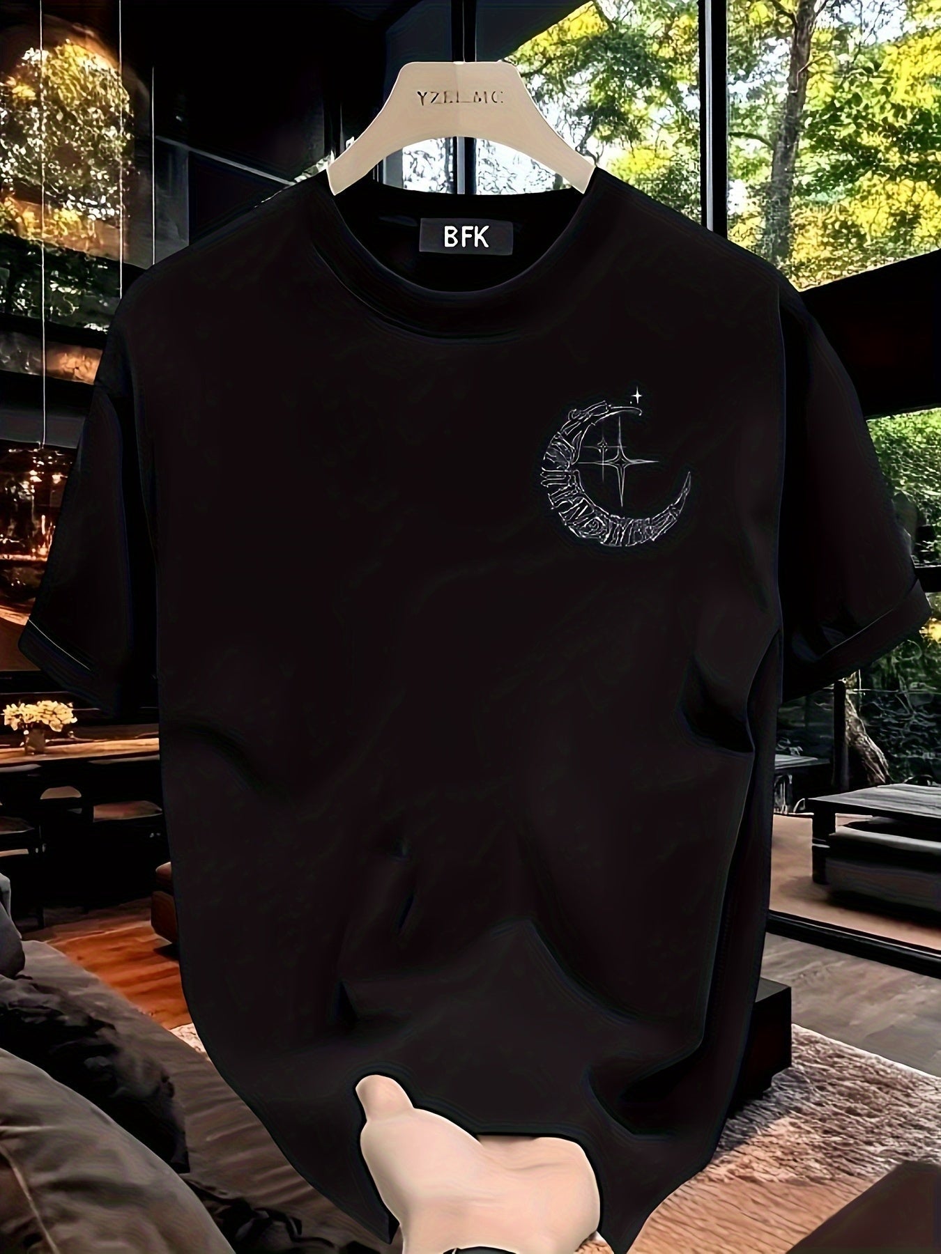 Men’s Heavyweight Pure Cotton Graphic Tee – Crossed Swords & Crescent Moon Design