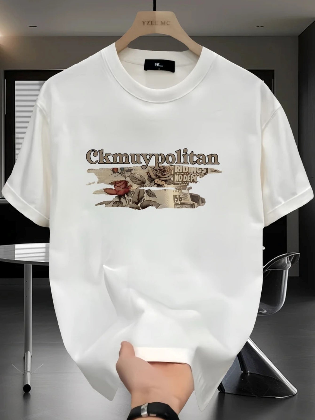 Men's Vintage Rose Graphic T-Shirt – 100% Cotton