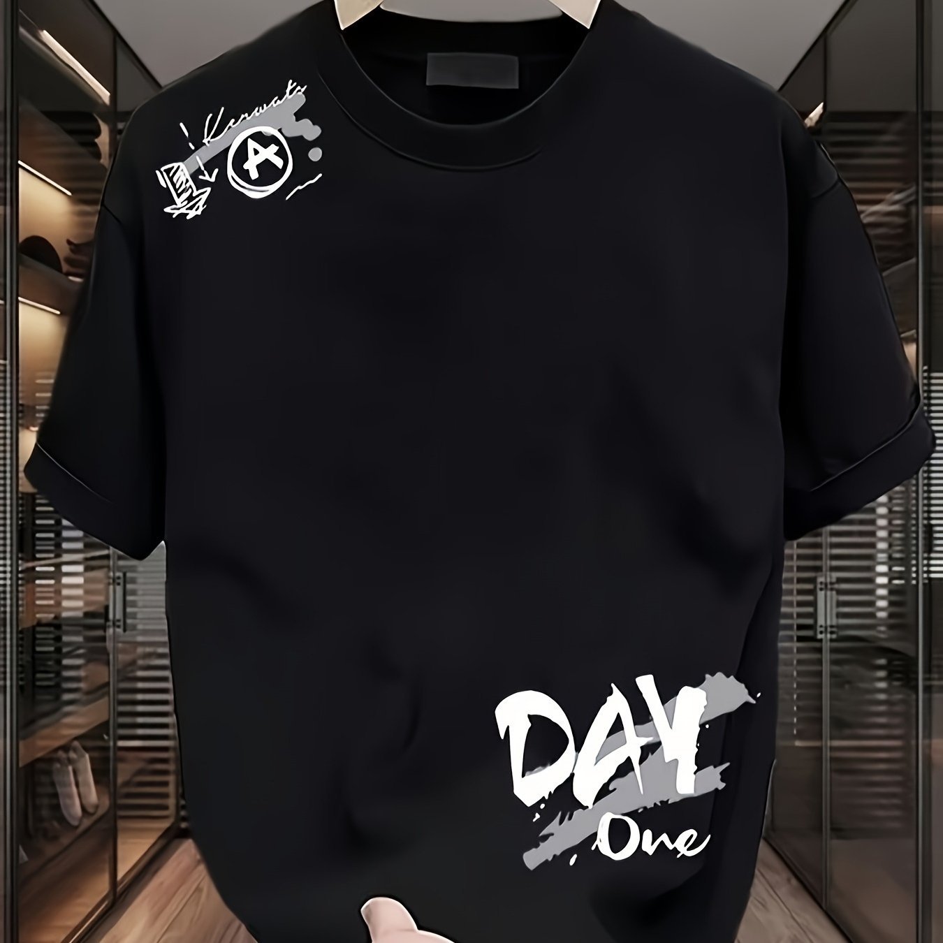 Men's Oversized 'DAY ONE' T-Shirt – Heavyweight Cotton, Streetwear Loose Fit