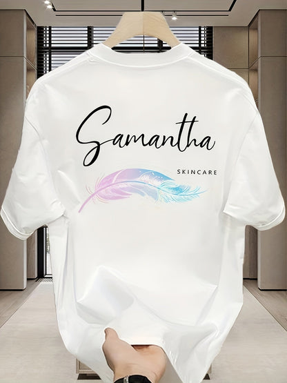 Men’s Heavyweight 100% Cotton T-Shirt – Feather Graphic | Regular Fit | Soft, Comfortable Summer Tee