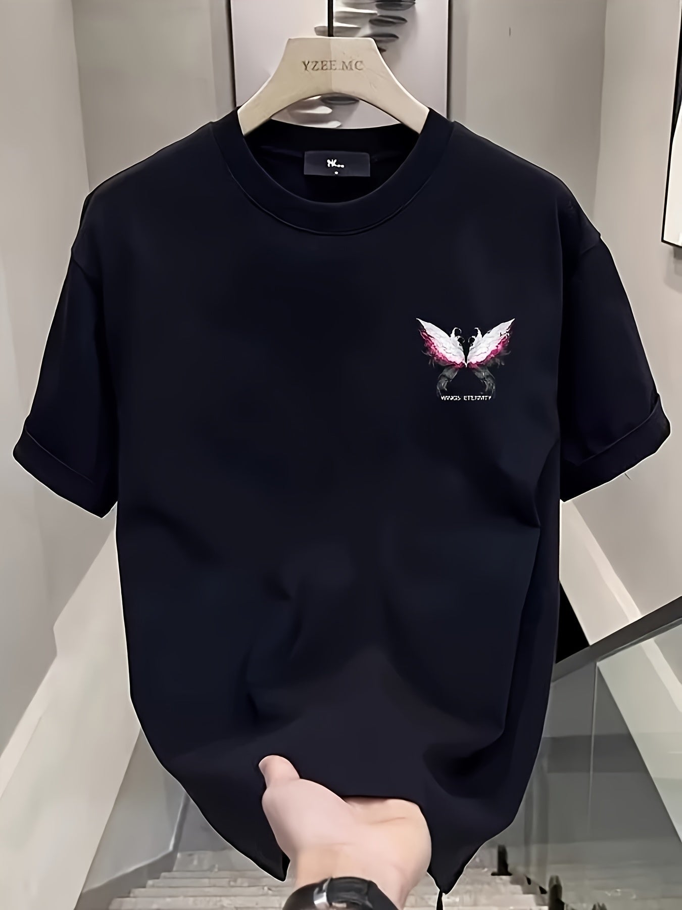 Heavyweight 100% Cotton Men's Oversized Butterfly Graphic Tee – Asymmetrical Hem