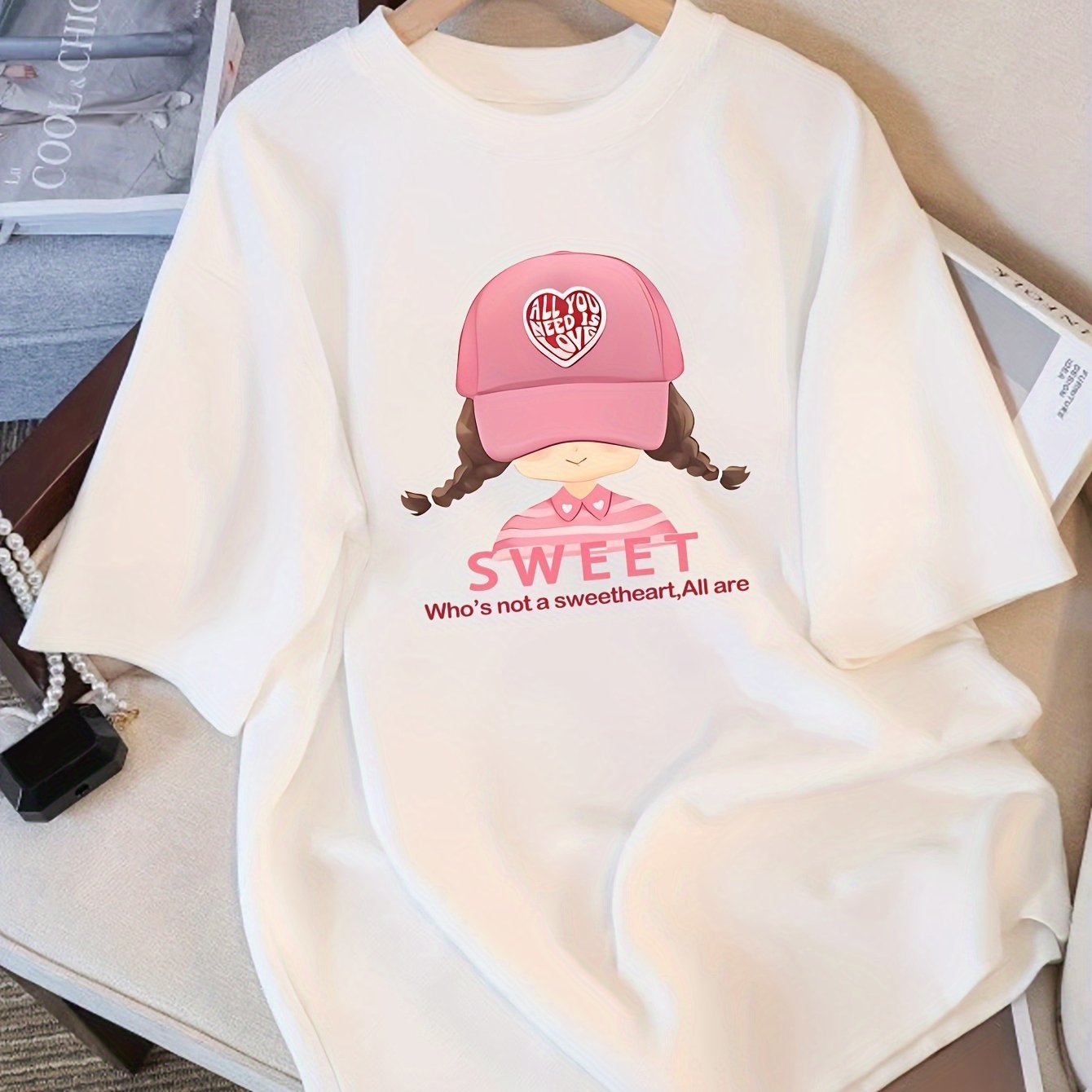 Women's Y2K Cartoon Graphic T-Shirt – "Sweet & Sassy" Cotton Tee