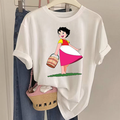 Women's 100% Cotton Summer T-Shirt – Playful Pastoral Print