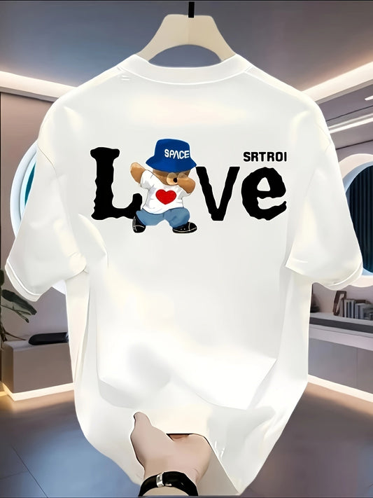 Men’s Heavyweight Cotton T-Shirt – Black Retro “LOVE” Graphic