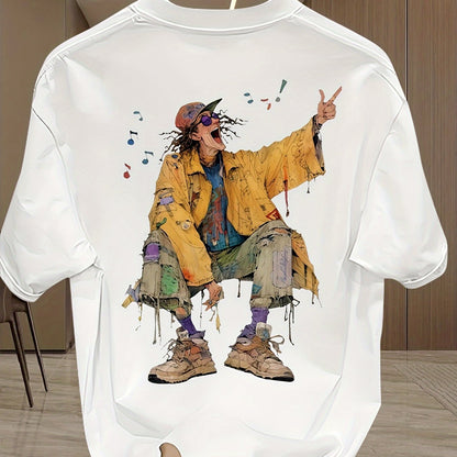 Men's Splatter Print T-Shirt – 100% Cotton, Artistic Streetwear Summer Tee
