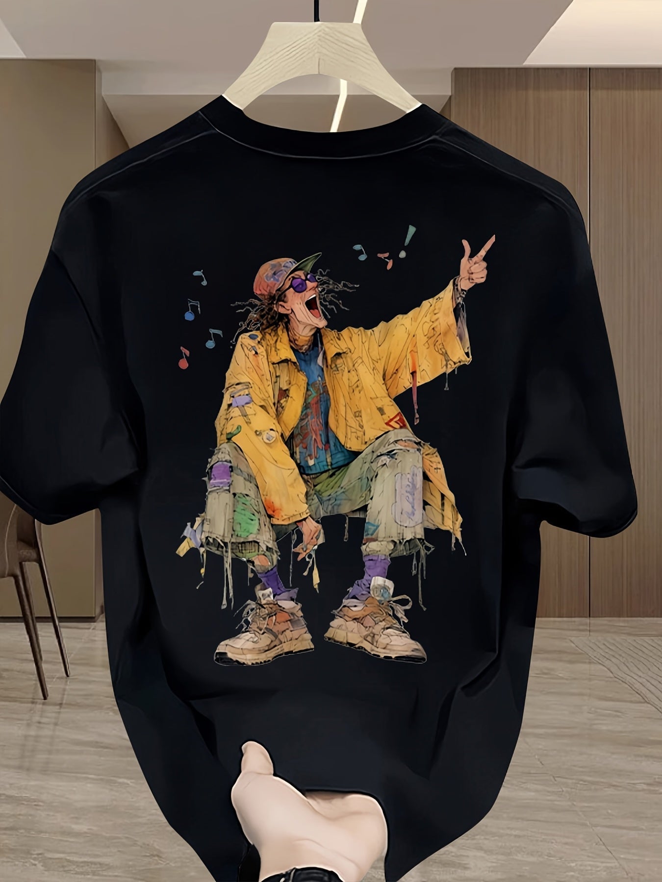 Men's Splatter Print T-Shirt – 100% Cotton, Artistic Streetwear Summer Tee