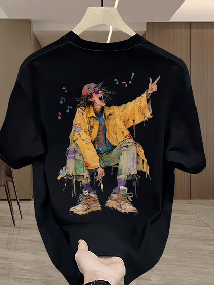 Men's Splatter Print T-Shirt – 100% Cotton, Artistic Streetwear Summer Tee