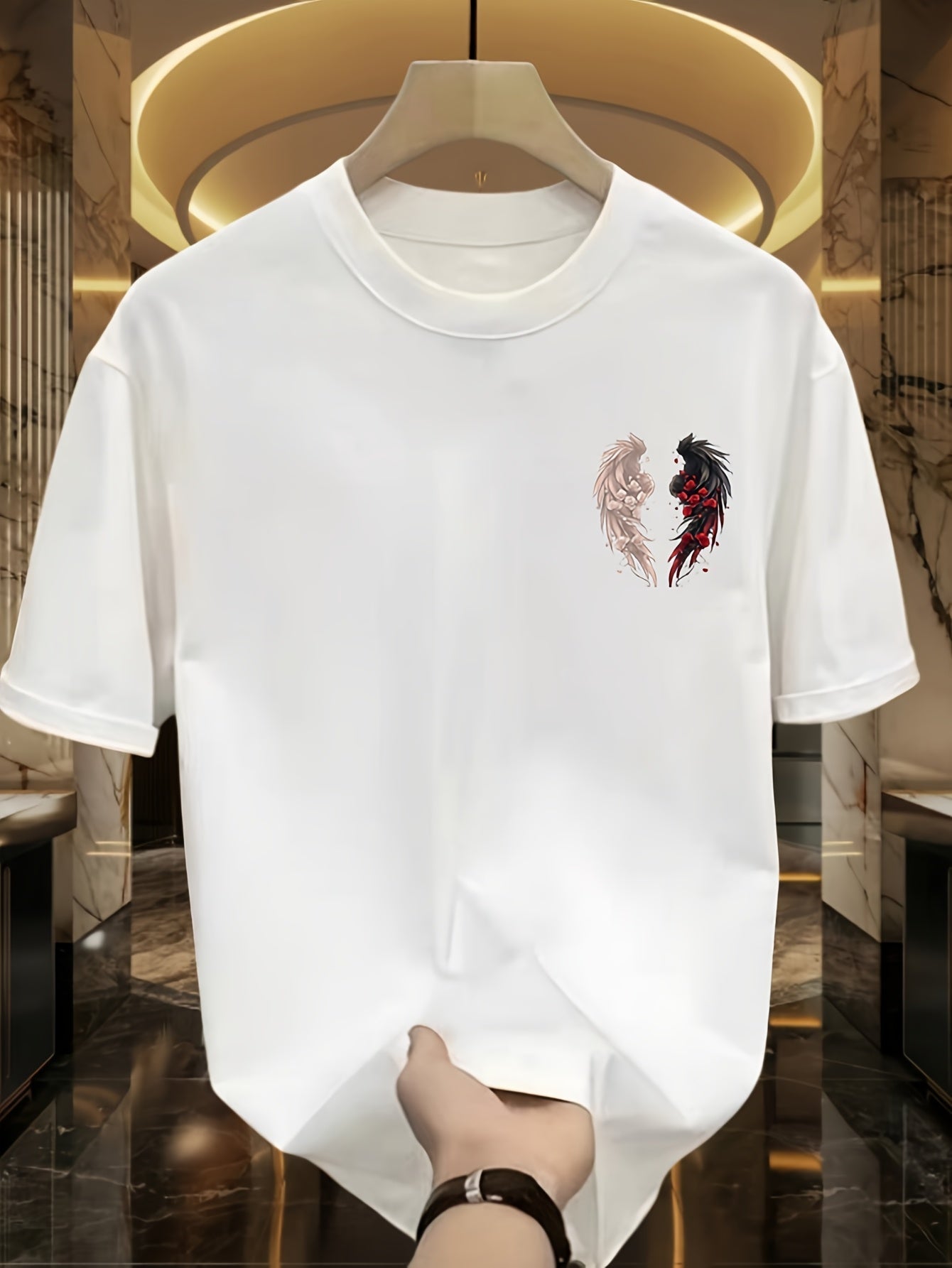 Unisex Summer Sports Tee – Loose Fit with Dual-Color Rose Wing Design | Flattering & Breathable