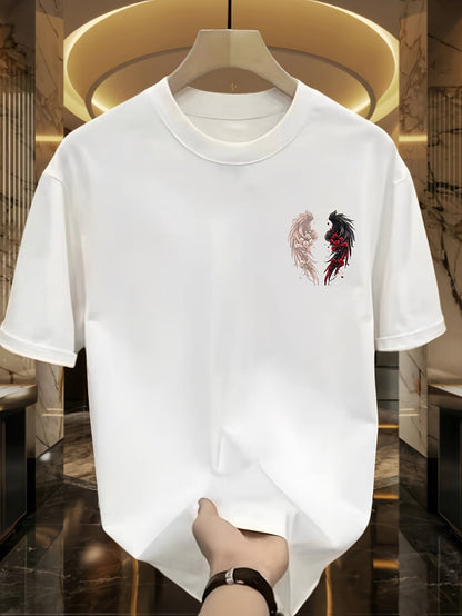 Unisex Summer Sports Tee – Loose Fit with Dual-Color Rose Wing Design | Flattering & Breathable