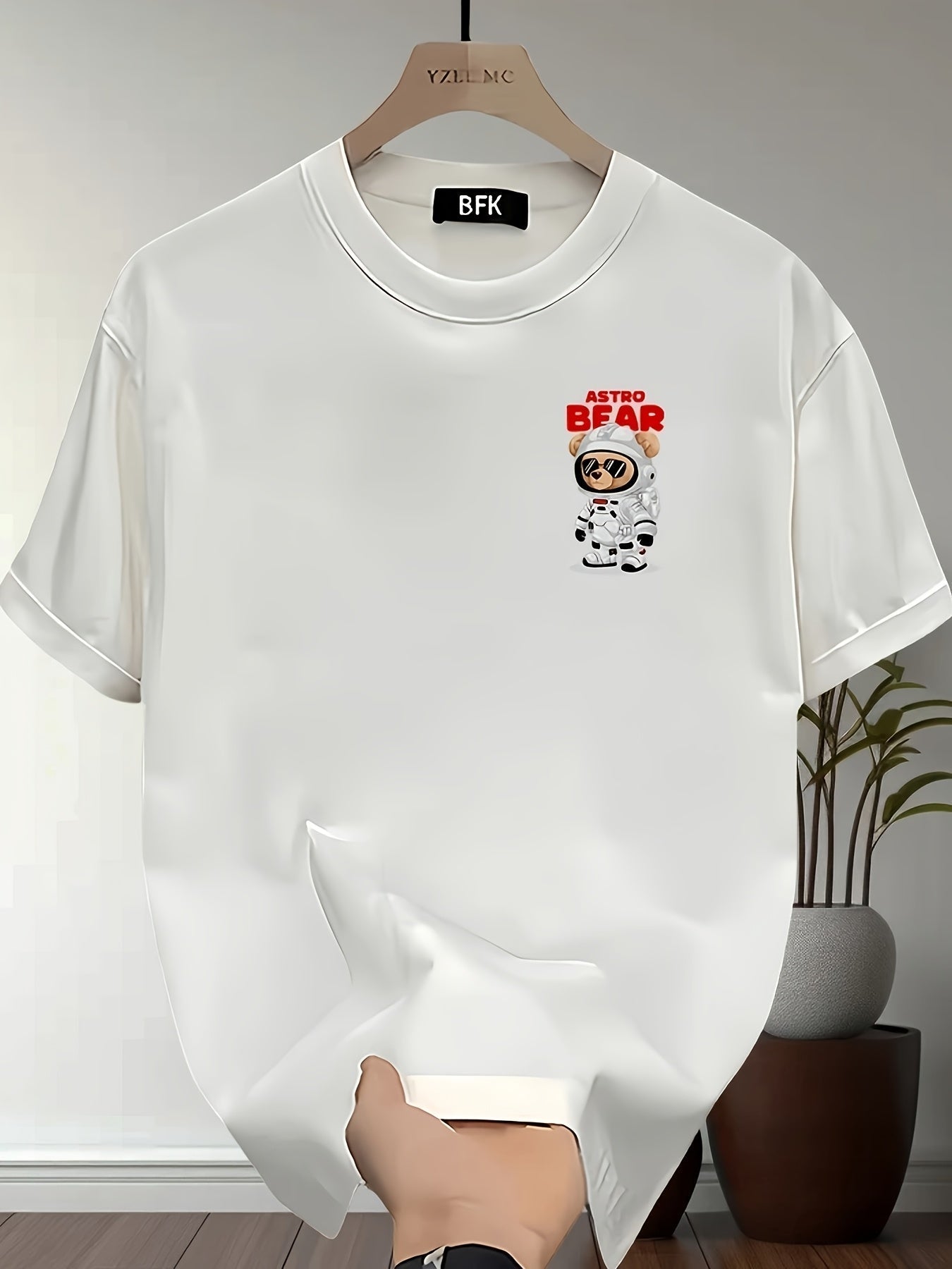 Men's Heavyweight Cotton Astronaut Bear Graphic T-Shirt – Black Oversized Summer Tee