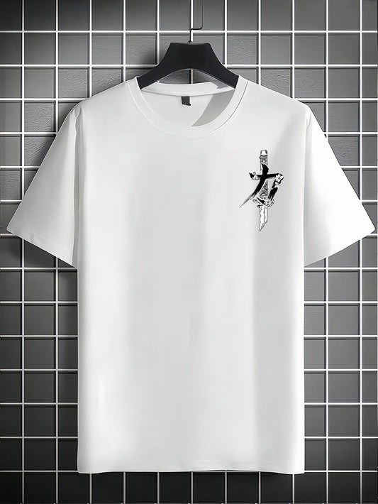 Men’s Polyester T-Shirt – Loose Fit Dagger Pattern