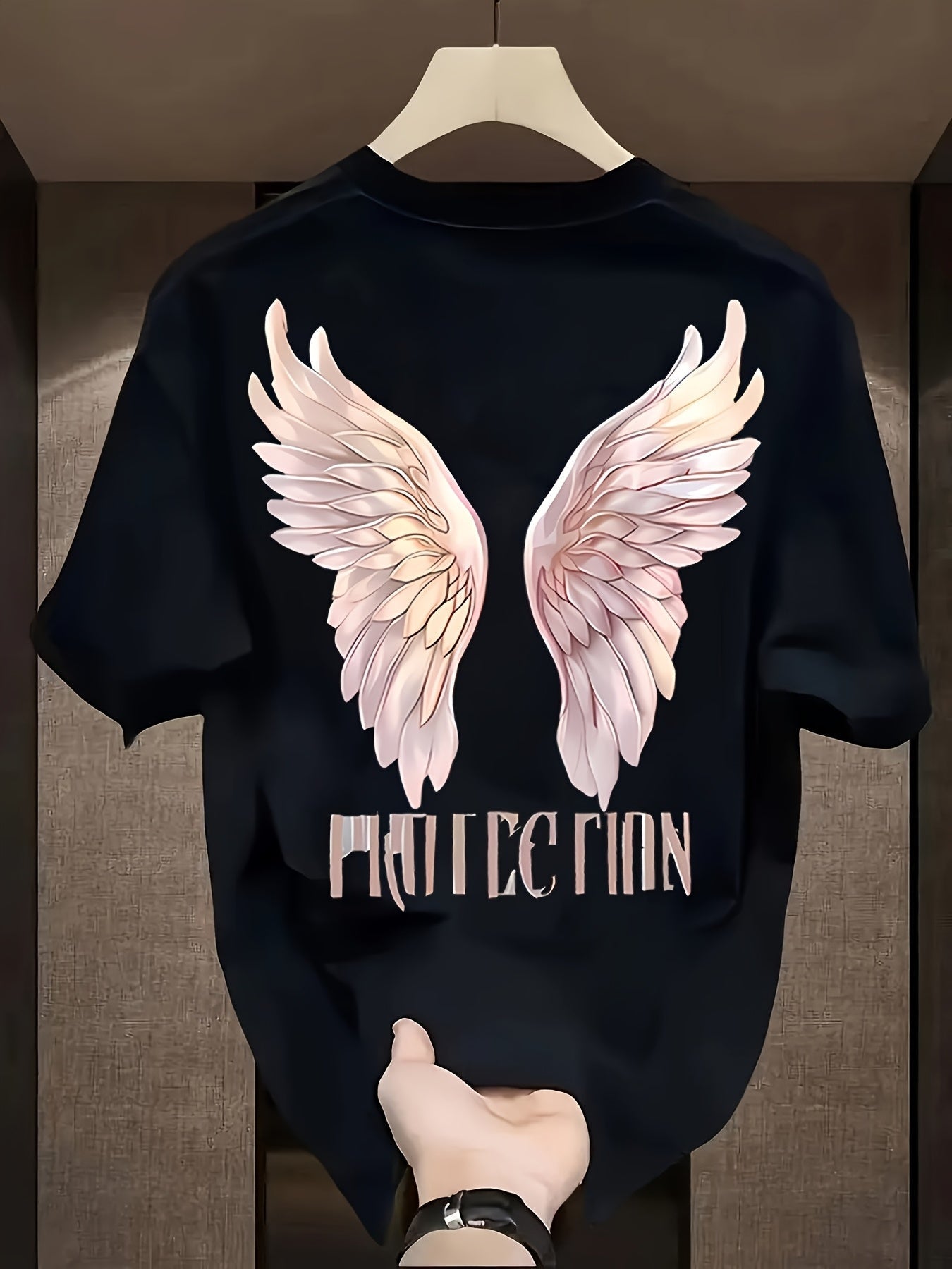 Unisex "Protection" Graphic T-Shirt – Black Wings Design | Relaxed Fit, Casual Summer Tee