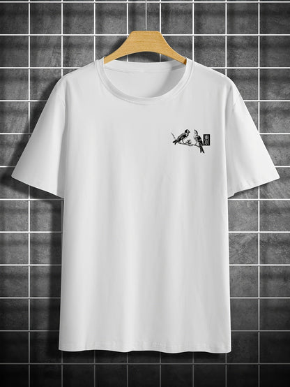 Men’s Casual Floral & Bird Print T-Shirt – 100% Cotton