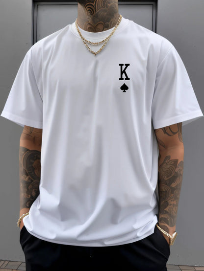 Men's Graphic Tee – 'K' & Ace of Spades Design, Lightweight All-Season Comfort