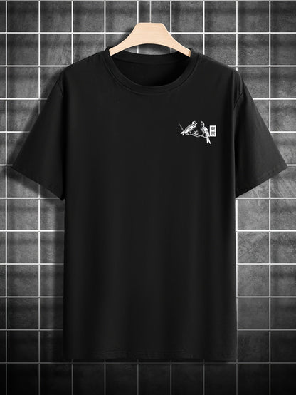 Men’s Casual Floral & Bird Print T-Shirt – 100% Cotton