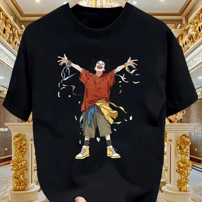 Men’s Heavy Cotton T-Shirt – Cartoon Pattern Street Style