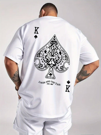 Men's Graphic Tee – 'K' & Ace of Spades Design, Lightweight All-Season Comfort