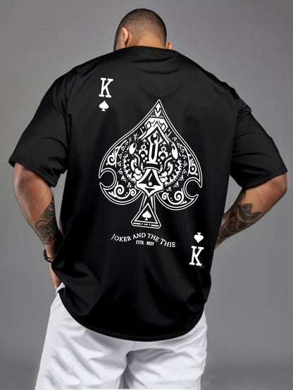 Men's Graphic Tee – 'K' & Ace of Spades Design, Lightweight All-Season Comfort