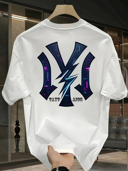 Men'S Heavyweight Cotton Graphic Print T-Shirt - Casual Crew Neck