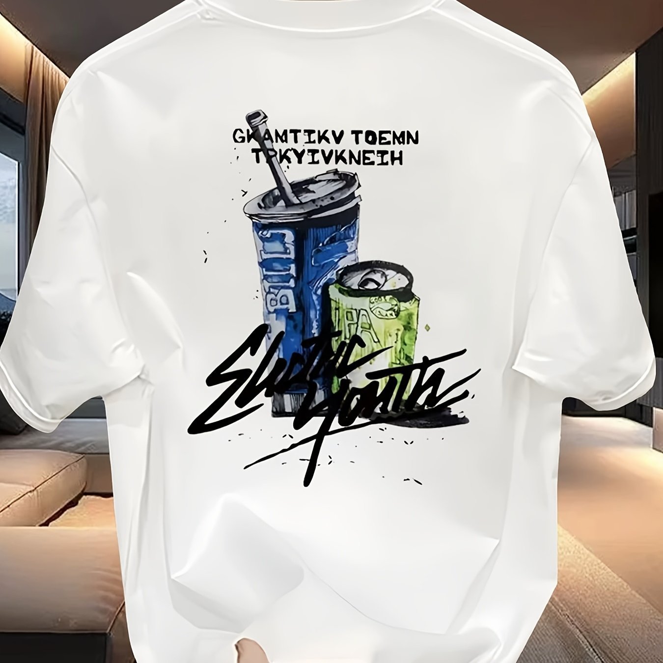 Men’s Cotton Graphic T-Shirt – Graffiti Art & Bold Typography