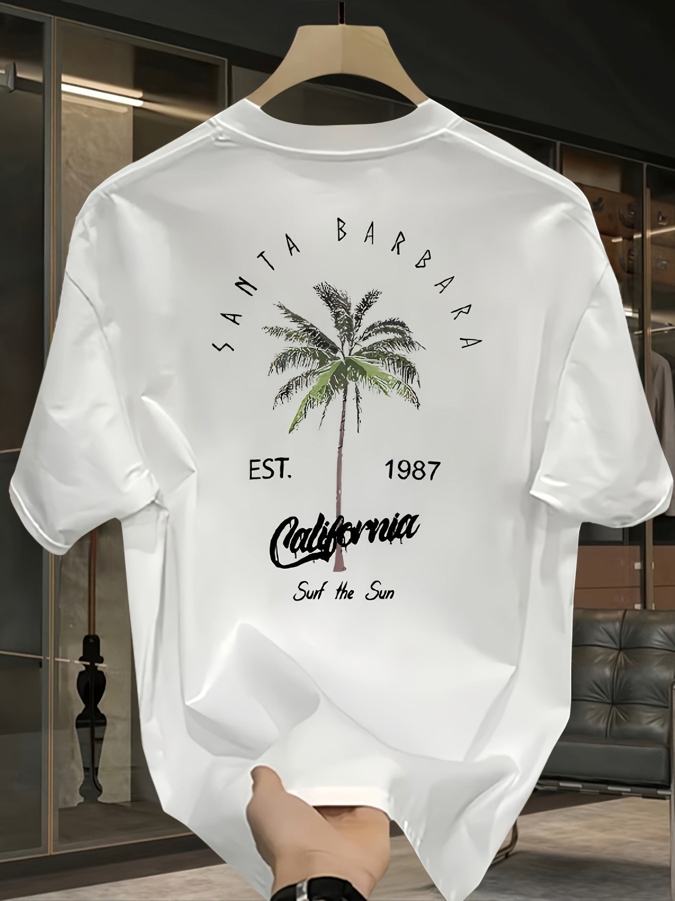 Men's 100% Cotton Vintage California T-Shirt – "Sound of the Sun" Palm Tree Graphic