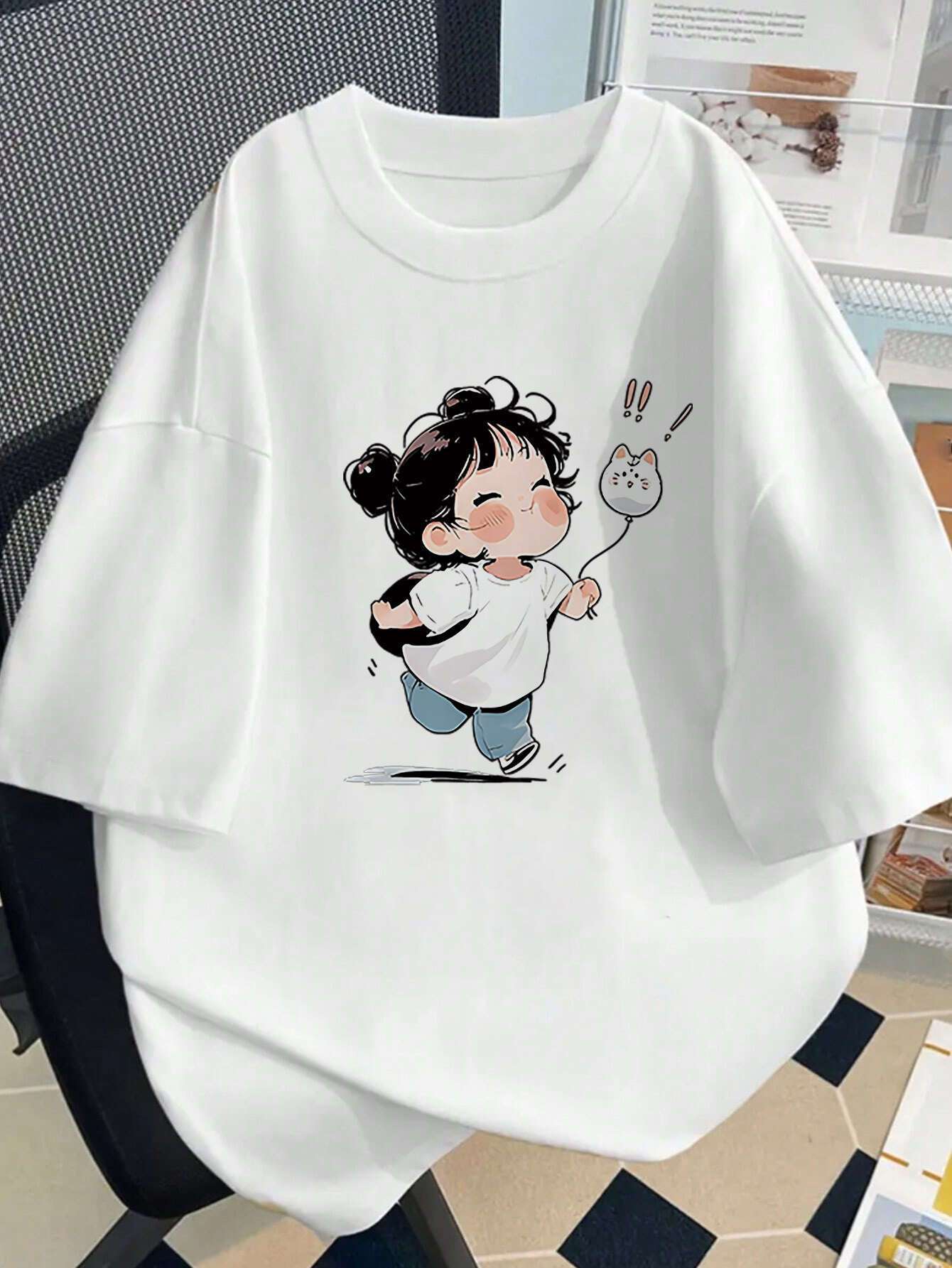 Women's Cute Bunny & Carrot Graphic Tee – Soft Breathable Loose Fit