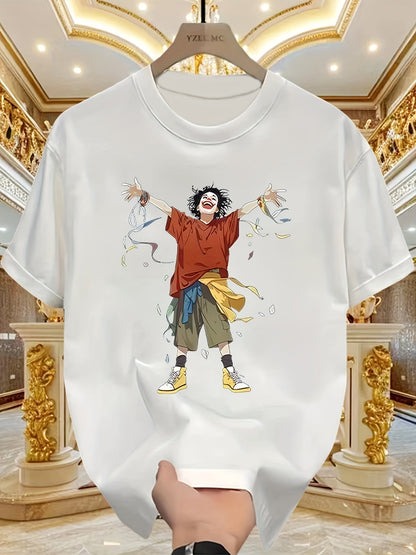 Oversized Cartoon Graphic Streetwear Tee – 100% Cotton