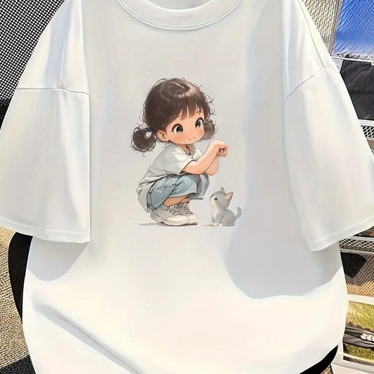 Women's Y2K Cute Bunny Graphic Tee – Minimalist Anime Design